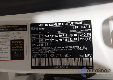 2018 Mercedes-Benz Glc 300 4Matic from USA, damaged, VIN WDC0G4KB8JV105837